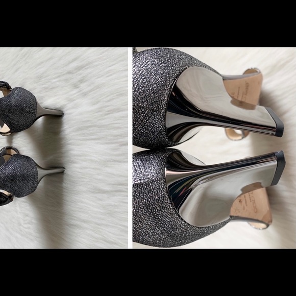 Jimmy Choo Edina 85 Anthracite Wedge Sandals - Picture 7 of 11